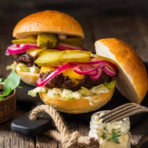 Juicy Burgers served at Get Stuffed Cafe Glasgow